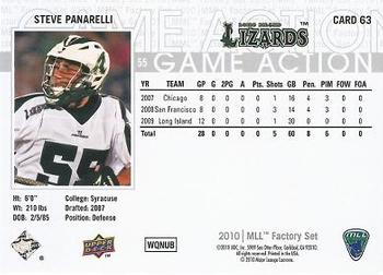 2010 Upper Deck Major League Lacrosse #63 Steve Panarelli Back